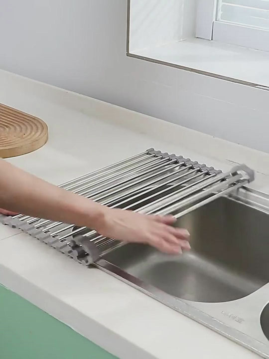 Folding Kitchen Drain Sink Rack Stainless Steel
