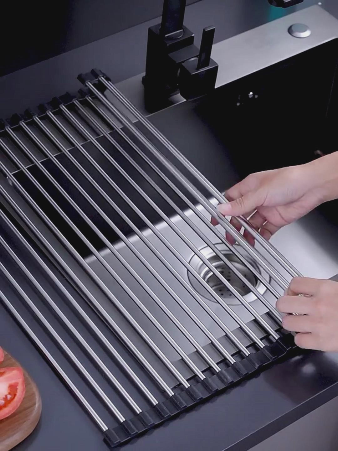 Folding Kitchen Drain Sink Rack Stainless Steel